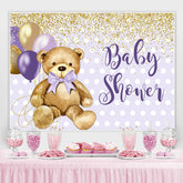 Lila Golden Ballon Teddy Tragen babydusche Hintergrund